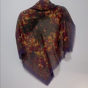 Floral Patterned Scarf - Purple and Yellow